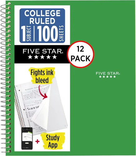 Vista 16 de Cuaderno de Five Star, 1 materia, con rayas, 100 hojas, 11" x 8-1/2", Negro
