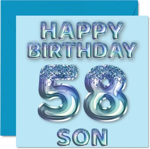 Vista 48 de Stuff4 Tarjeta de primer cumpleaños para niños, globo de fiesta con purpurina azul, tarjetas de feliz cumpleaños para niño de 1 año, nieto, hijo, 57