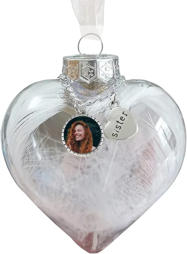 Vista 12 de Adornos de bola personalizados, árbol colgante de bola de fotos personalizada, bolas de decoración de Navidad, bola de adornos rellenables de plumas