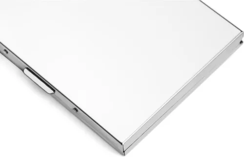Vista 5 de Caja de cigarrillos de acero inoxidable extra delgada con capacidad para 9 cigarrillos (tamaño regular 84mm y tamaño King Size)