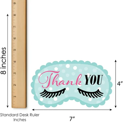Vista 5 de Big Dot of Happiness Tarjetas de agradecimiento con forma de día de spa, tarjetas de agradecimiento para niñas, con sobres, juego de 12