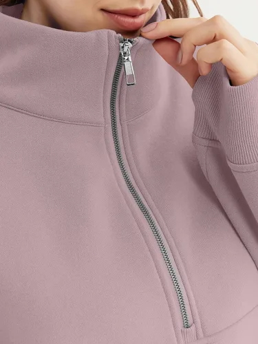 Vista 5 de EFAN Sudaderas cortas para mujer, con media cremallera, forro polar, con cremallera de un cuarto, sudaderas con capucha 2023, ropa de moda de otoño