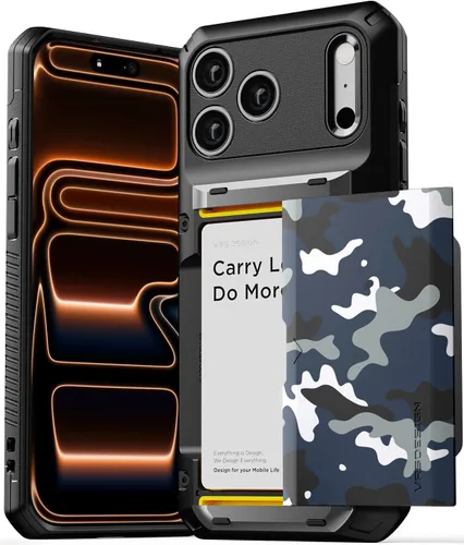 Vista 56 de VRS DESIGN Damda Glide Pro - Funda para iPhone 12 Pro Max, con [4 tarjetas] Premium Robusta [Semiautomática] Funda para tarjeta de crédito