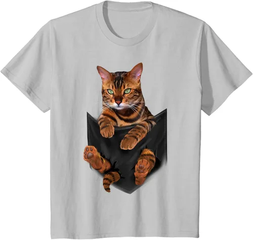 Vista 65 de Camiseta de bolsillo con estampado de tigre y gato Negro