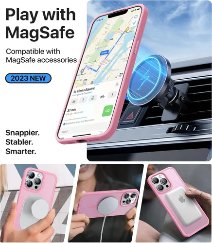 Vista 2 de Funda magnética para iPhone 12 Pro Max, [probada en caídas militares de 10 pies] [compatible con MagSafe] a prueba de golpes, delgada, translúcida