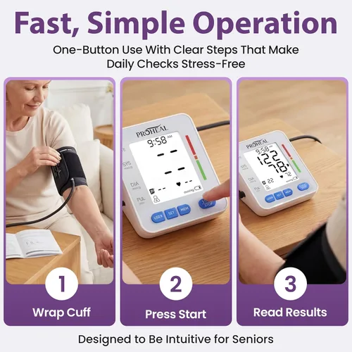 Vista 4 de Monitor de presión arterial para uso doméstico con brazalete grande para el brazo superior - Monitor de pulso parlante automático y máquina