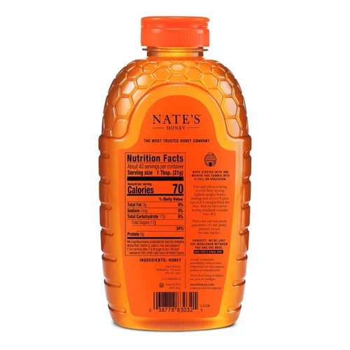 Vista 8 de Nate's - Miel 100% pura, cruda y sin filtrar - Sabor galardonado, botella exprimible de 32 onzas
