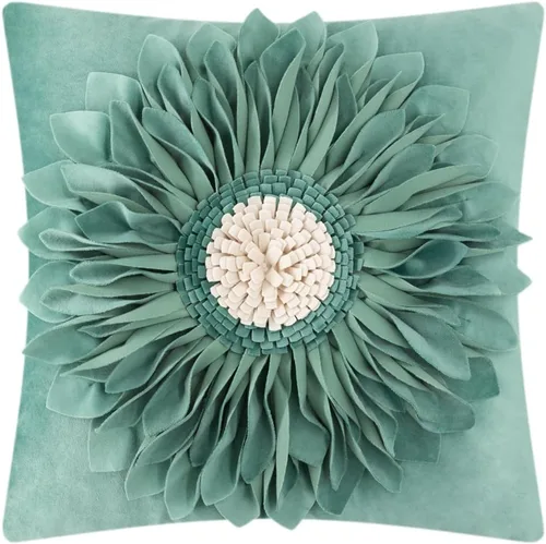 Vista 27 de OiseauVoler Fundas de almohada hechas a mano de 18 x 18 pulgadas, fundas de cojín de girasol 3D azules, fundas de almohada decorativas para sofá