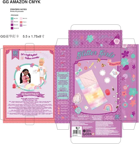 Vista 8 de Glitter Girls Accesorios para muñecas de 14 pulgadas - Juego de mochila y fiesta de pijamas - Tie - Saco de dormir teñido, almohada arcoíris