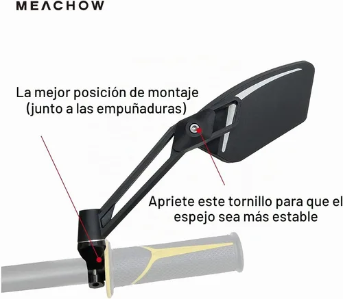 Vista 2 de Nueva lente de cristal resistente a los arañazos, espejo de bicicleta para manillar, espejo retrovisor seguro ajustable, espejo de bicicleta, ME-003