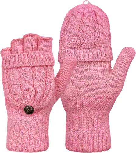 Vista 40 de Beurlike Guantes de invierno para mujer, de lana cálida, a prueba de viento, convertibles, sin dedos