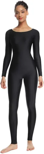 Vista 3 de OVIGILY Traje de baile unitardo de manga larga para mujer, traje de cuerpo completo de elastano