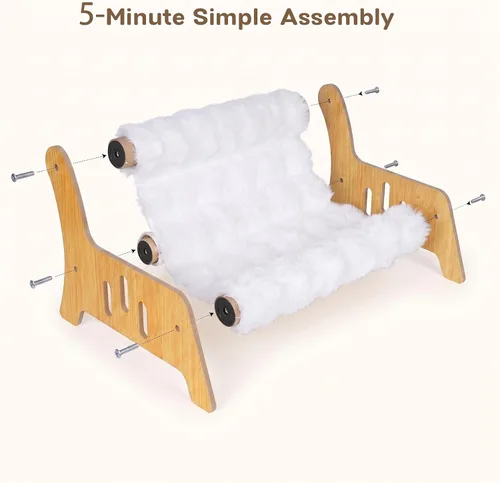 Vista 8 de Sofá cama elevada para gatos, sofá esponjoso para gatos, muebles de madera