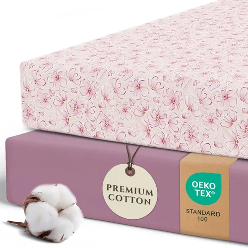Vista 18 de Pobibaby Paquete de 2 sábanas bajeras para cuna para niñas, juego de sábanas de mezcla de algodón de primera calidad, suaves y transpirables