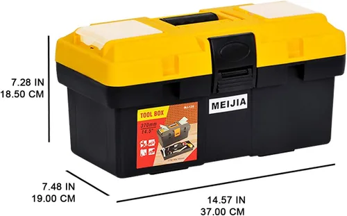 Vista 4 de MEIJIA Caja de almacenamiento portátil de herramientas, organizadores con bandeja desmontable y cubierta superior de almacenamiento disponible