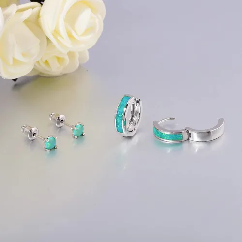Vista 258 de CiNily Aretes Huggie de ópalo con bisagras, chapados en oro, hipoalergénicos, pequeños aretes de aro para mujeres, adolescentes, niñas, hombres