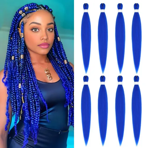 Vista 56 de 8 paquetes de extensiones preestiradas - 16 pulgadas de cabello trenzado premium, 55G/paquete, sin picazón, fijación en agua caliente, textura Perm