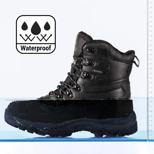 Vista 3 de NORTIV 8 - Botas de esquí de invierno con suela de goma para hombre, con aislamiento impermeable