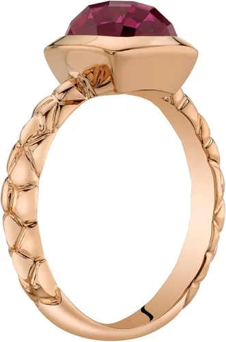 Vista 2 de Anillo de oro rosa de 14 quilates con forma de cojín de rubí creado con corte de cojín (2,50 quilates)