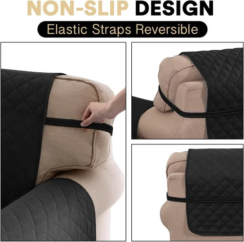 Vista 6 de PrinceDeco Funda de sofá para perros, lavable y reversible, apta para mascotas, resistente al agua, protector de muebles con correas elásticas
