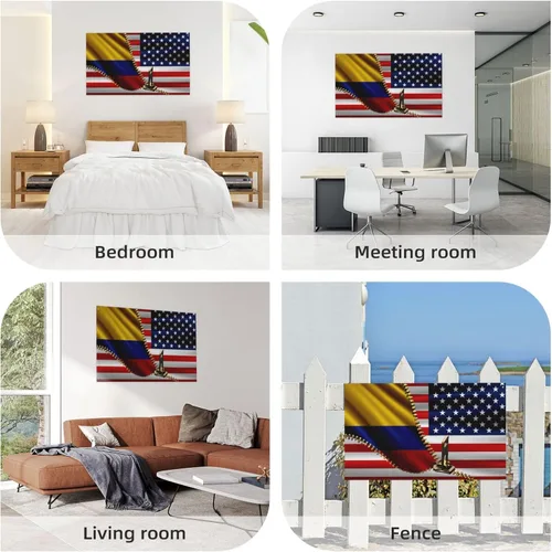 Vista 6 de Bandera de Estados Unidos y Colombia Colombiana Banderas para exteriores de 3 x 5 pies, tres capas de tela de costura de doble cara, impresión de 3