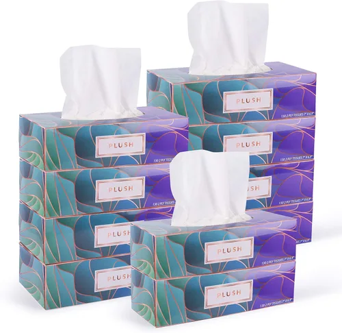 Vista 8 de Pañuelos faciales de felpa de 130 por caja, tamaño de 7 x 6.9 pulgadas, 2 capas, suaves, lisos, ideales para baño, escuela, hogar, cocina o en tu