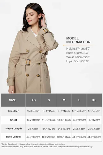 Vista 6 de Orolay Chaqueta de solapa con cinturón para mujer de 34 de longitud