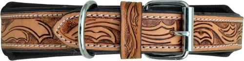 Vista 4 de Collar de cuero para perro, tamaño extra pequeño, estilo occidental, resistente, manual, ajustable, con cuentas y acolchado, suave para cachorros