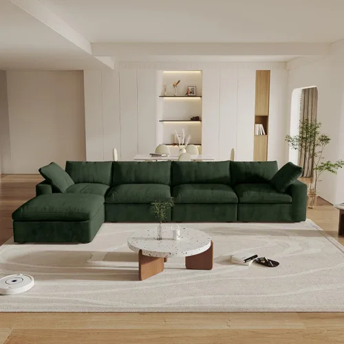Vista 35 de Cloud - Sofá modular convertible de 80.3 pulgadas en forma de L para sala de estar con otomana de almacenamiento, sofás profundos minimalistas, Negro