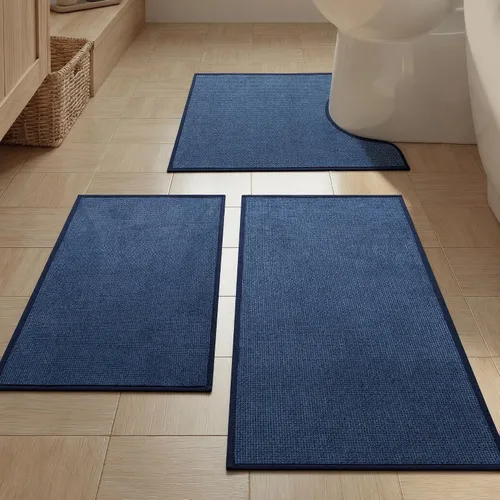 Vista 22 de YIHOUSE Tapete de baño antideslizante, absorbente, de secado rápido, para el suelo del baño, delgado, para debajo de la puerta, lavable de pelo bajo