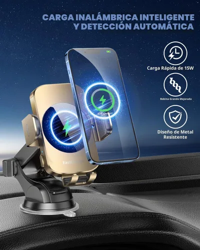 Vista 2 de BothLin - Soporte inalámbrico 3 en 1 para cargador de coche, soporte de teléfono de carga rápida de 15 W para iPhone 17, 16, 15, 14, Samsung Galaxy