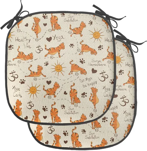 Vista 194 de Ambesonne Flamingo - Cojín de asiento para silla, diseño de fantasía exótica con elementos de vida silvestre hawaiana en colores pastel, acolchado