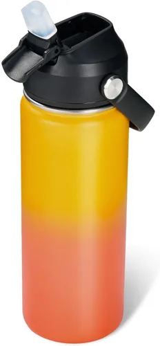 Vista 34 de Fijinhom Botella de agua aislada de acero inoxidable de 18 oz, de boca ancha, de doble pared, con vacío, con pajita de silicona, a prueba de sudor