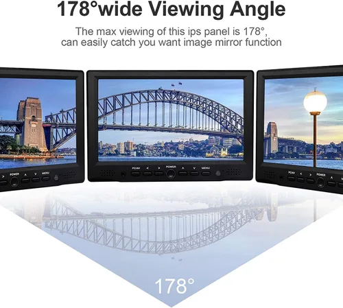 Vista 8 de 7 pulgadas pequeño HDMI VGA AV RCA Monitor 1080P Segunda pantalla para PC/sistema de seguridad/consola de juegos; IPS 1024X600 píxeles; 60HZ
