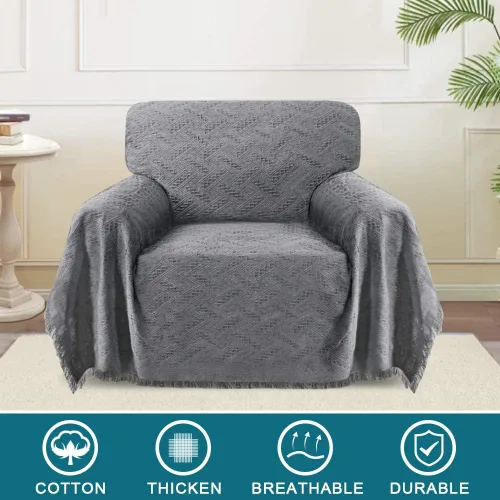 Vista 2 de Turquoize - Funda para sofá de algodón de color gris, protector para sofá, funda para sofás, fundas para sofá seccional lavables para perros