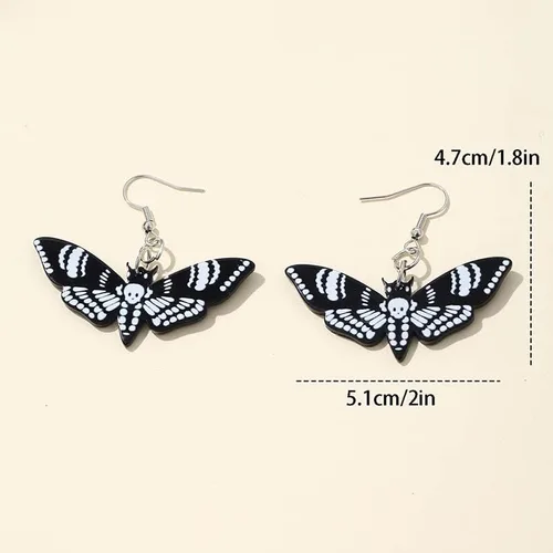 Vista 2 de Caiyao Coloridos y ligeros aretes de acrílico con alas de mariposa para mujer, lindos aretes de gota de insectos punk para fiesta, cumpleaños