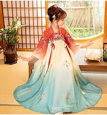 Vista 2 de AINIFU China Angel Hanfu - Vestidos de princesa de hadas para niñas de 4 a 16 años