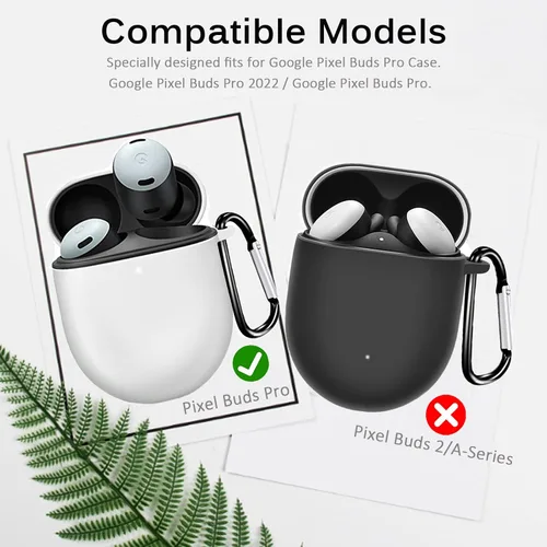 Vista 6 de Funda compatible con Google Pixel Buds Pro 2022, [LED frontal visible] [llavero] funda protectora de silicona para Google Pixel Pro (negro)
