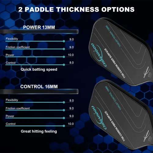 Vista 4 de Pickleball Paddles, Multi-Layer T700 Textured Carbon Fiber Pickleball Paddle, 2-Types of Thickenesses, USAPA Approved Carbon Fiber Surface Pickle