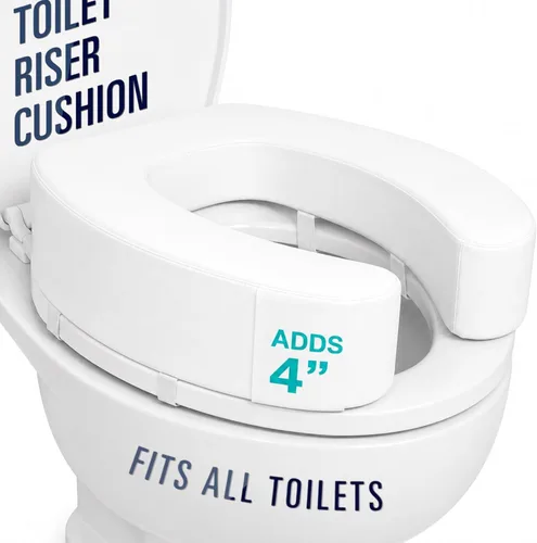 Vista 13 de Asiento de Inodoro Vive (Espuma Acolchada Suave) - Fácil de Limpiar, Acolchado Suave para Baño - Apto para Asientos Estándar y Alargados - Donut