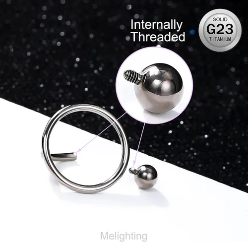 Vista 3 de Melighting Piercing para ombligo de titanio para mujer, 14G, con rosca interna, piercing de titanio G23, piercing para el ombligo, barra