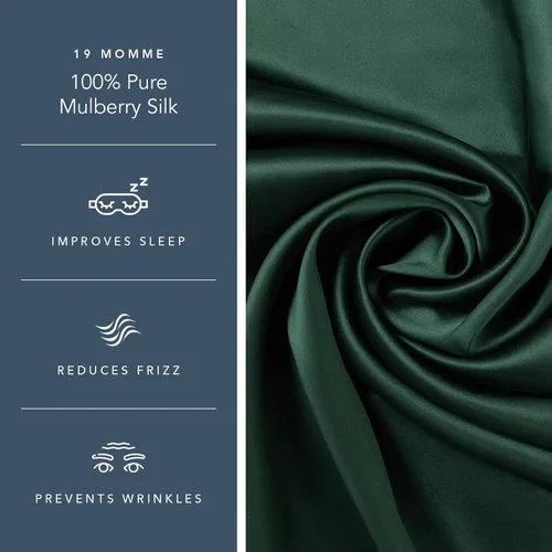 Vista 2 de Funda de almohada de lujo Fishers Finery de 0,8 pulgadas. 100 % pura seda de morera sello Good housekeeping aprobado., Verde oscuro