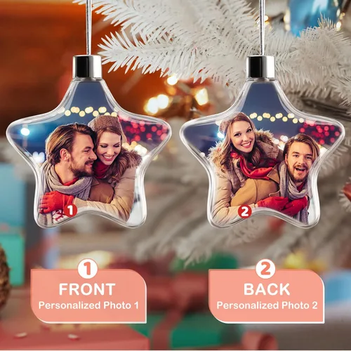 Vista 5 de Adorno de bola de Navidad con foto personalizada, texto con imagen personalizada, pequeña bola colgante, árbol de Navidad, decoración del hogar