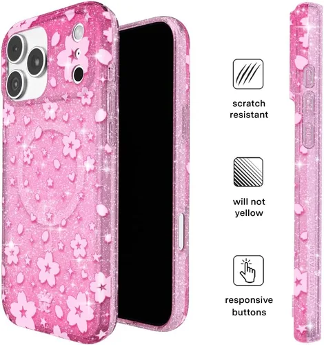 Vista 294 de VELVET CAVIAR Funda para iPhone 15, compatible con MagSafe, probada contra caídas de 10 pies, fundas protectoras de diseño, leopardo color rosa