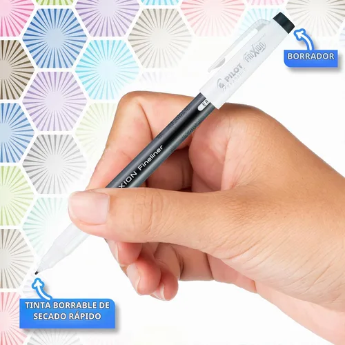 Vista 4 de PILOT FriXion Fineliner rotuladores con tinta que se puede borrar Negro
