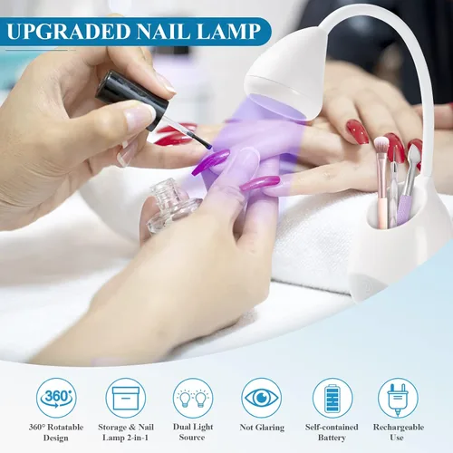 Vista 5 de SAVILAND Lámpara LED UV para uñas: Mini luz UV de 36 W para uñas de gel con soporte para cepillo de uñas, lámpara de uñas de gel y luz de curación