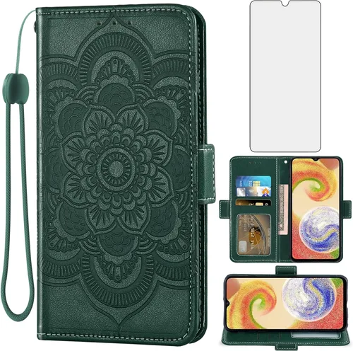 Vista 12 de Asuwish Funda de teléfono para Samsung Galaxy A04e con protector de pantalla de vidrio templado y soporte de cuero para tarjetas de crédito