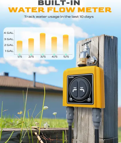 Vista 6 de RAINPOINT Temporizador de agua WiFi con entrada de latón, temporizador de rociador de 2 salidas, controlador automático del sistema de riego