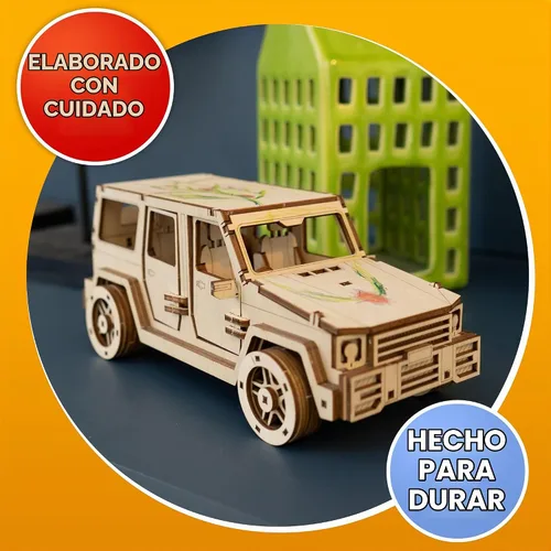 Vista 8 de CG GAMES - Rompecabezas de madera 3D, kit de modelo de automóvil RoverPlex F9 Jeep. Kit de bricolaje de vehículos de autoconstrucción, modelos