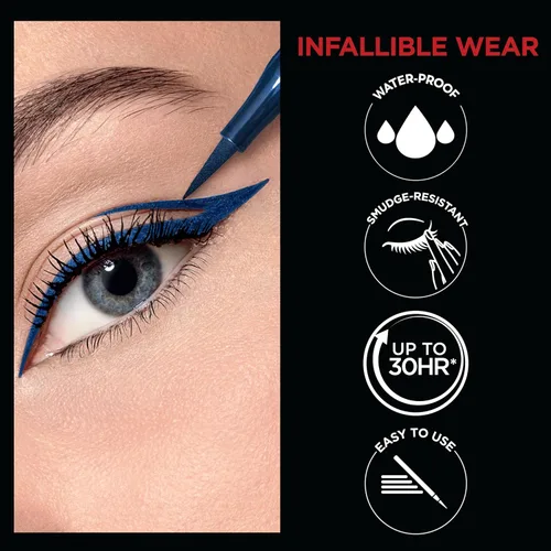 Vista 6 de L'Oreal Paris Cosmetics Makeup Infallible Grip Delineador de ojos de fieltro de precisión, resistente a las manchas, delineador de ojos impermeable